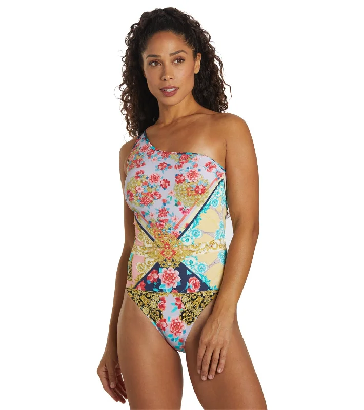 Johnny Was Women's Raina One Shoulder One Piece Swimsuit Multi Luxury Swimsuit Style