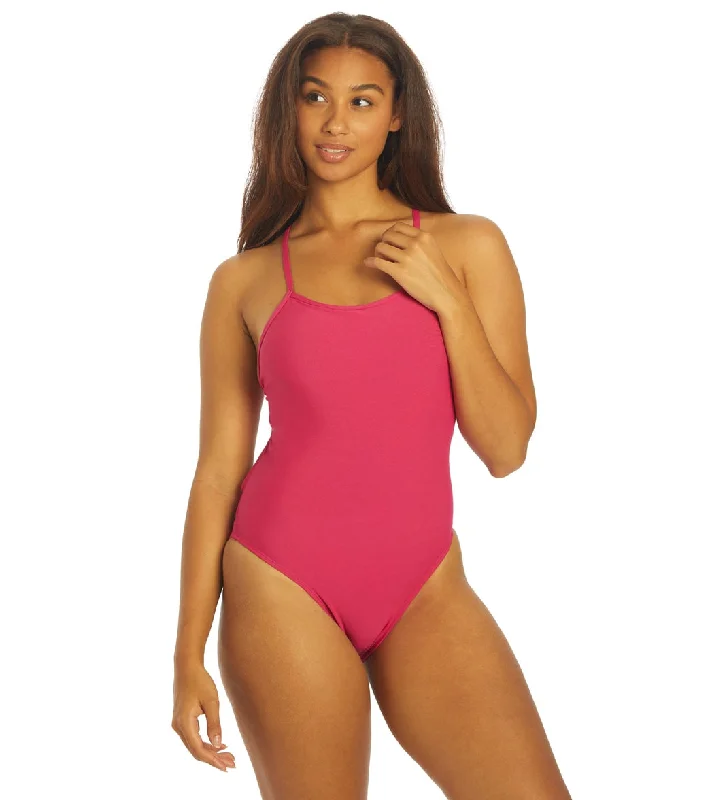 JOLYN Women's Brandon 2 Solid One Piece Swimsuit Dragon Fruit Mesh Swimsuit Top