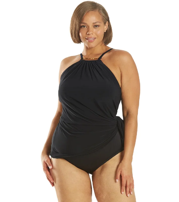 Magicsuit by Miraclesuit Plus Size Parker One Piece Swimsuit Black Adjustable Swim Top