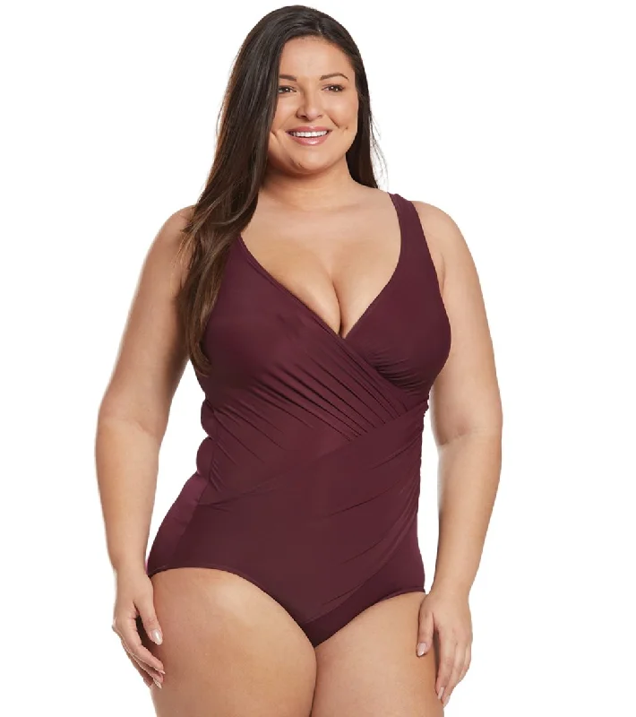 Miraclesuit Plus Size Solids Oceanus One Piece Swimsuit  Shiraz Bold Swimsuit Design