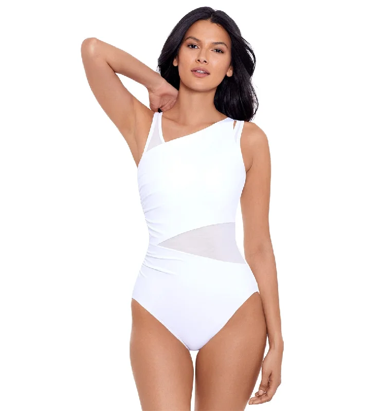 Miraclesuit Women's Network Azura One Piece Swimsuit White Retro Swimwear Style