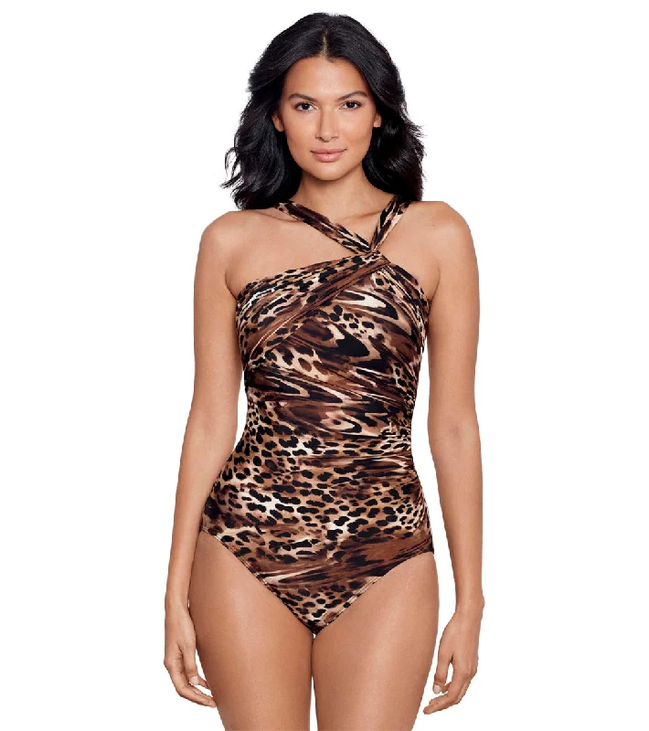 Miraclesuit Women's Ocicat Europa One Piece Swimsuit Black/Multi Swimsuit with Skirt