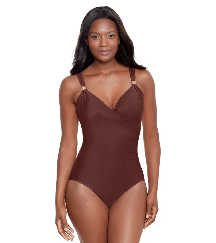 Miraclesuit Women's Razzle Dazzle Siren One Piece Swimsuit Tamarind Mesh Swimsuit Top