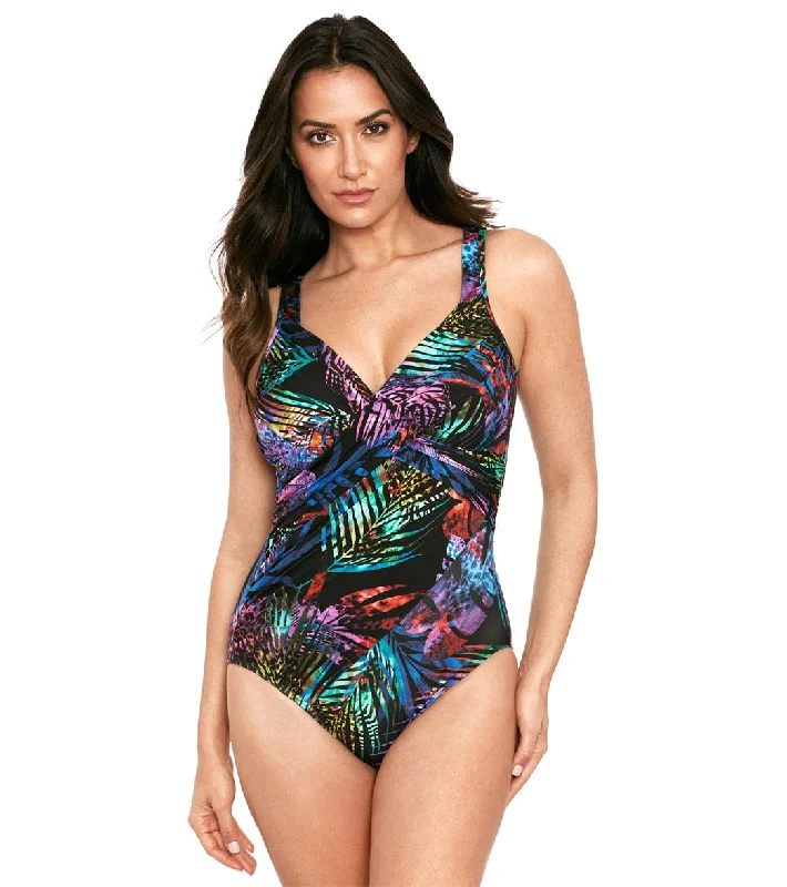 Miraclesuit Women's Tropicat Revele One Piece Swimsuit Timeless Black Bikini