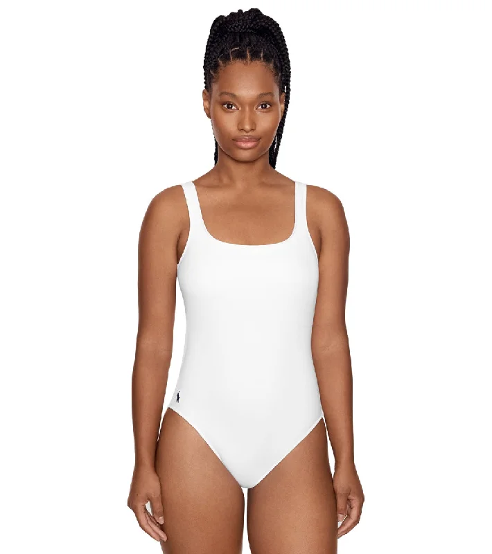 Polo Ralph Lauren Women's Martinique One Piece Swimsuit White Comfortable Tankini Set