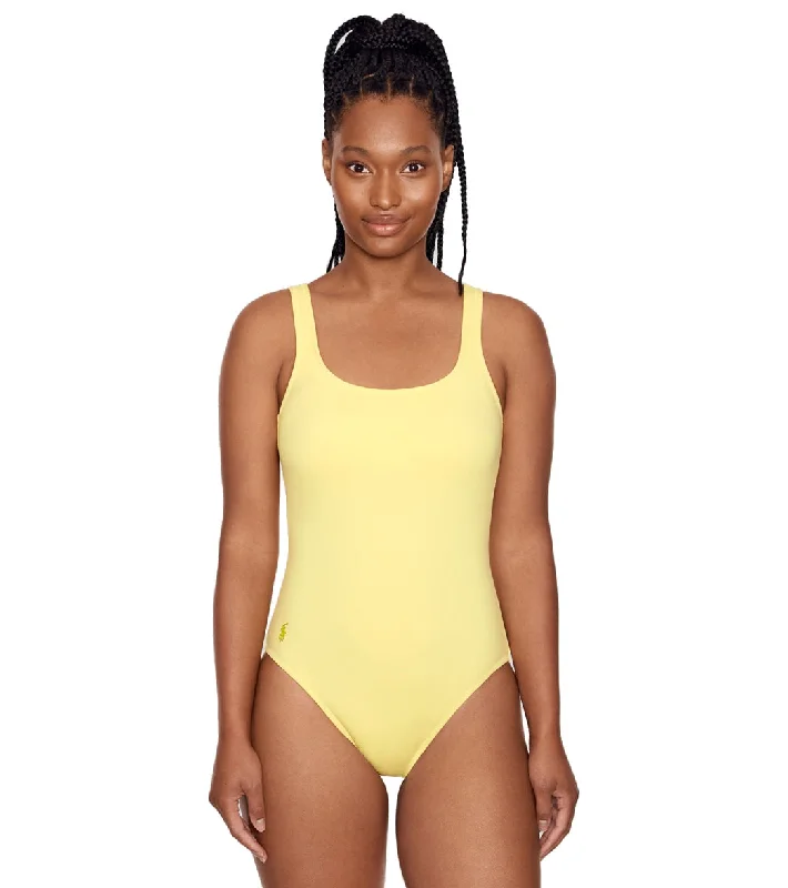 Polo Ralph Lauren Women's Martinique One Piece Swimsuit Yellow Classic Monokini Design