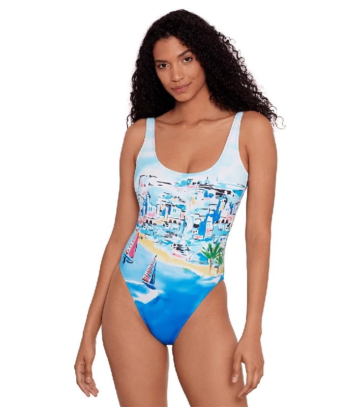 Polo Ralph Lauren Women's Riveria Scenic  Scoop Tank One Piece Swimsuit Multi Classic Two-Piece Bikini