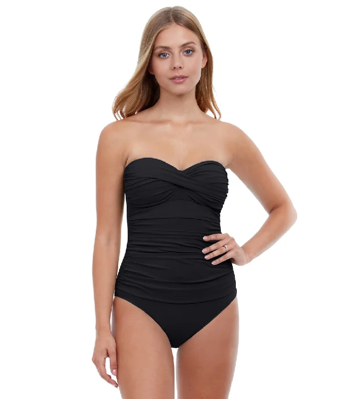 Profile by Gottex Woman's Tutti Frutti Bandeau One Piece Swimsuit Black Beach Ready Swimsuit