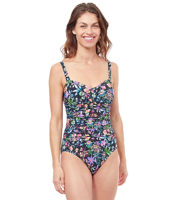 Profile by Gottex Women's Flora Floral One Piece Swimsuit (D-Cup) Multi Sexy Monokini Swimsuit