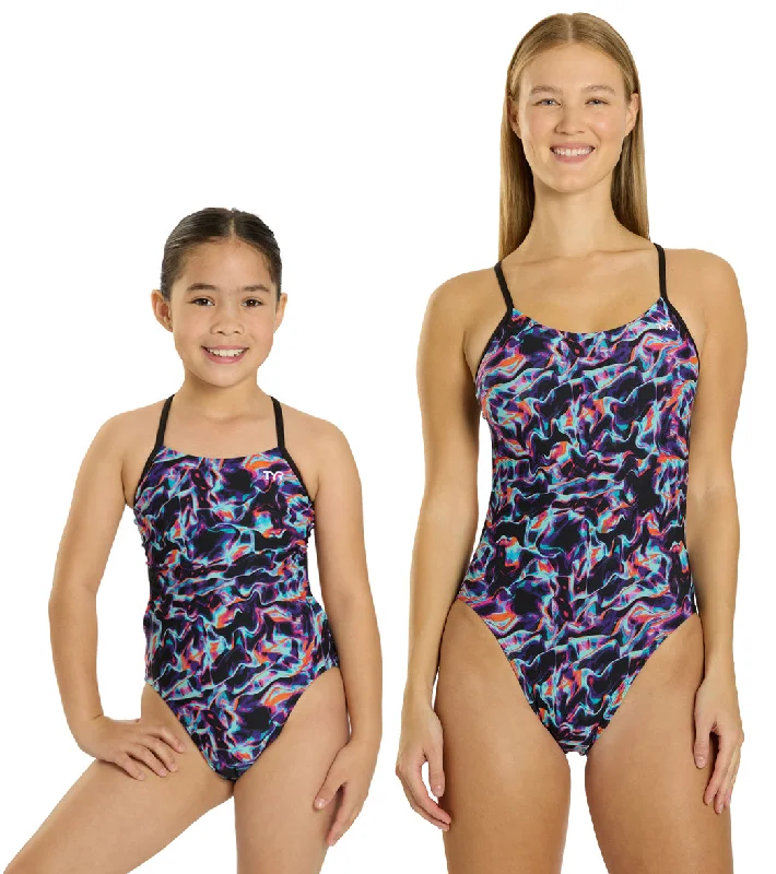 TYR Women's Energia Cutoutfit Durafast Elite One Piece Swimsuit Fun Pattern Swimsuit