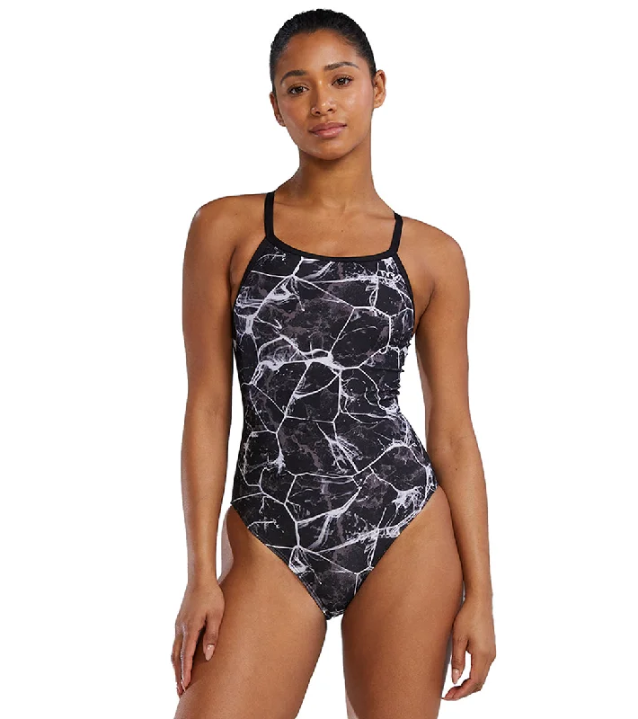 TYR Women's Synapse Diamondfit Durafast Elite One Piece Swimsuit Beachy Ruffle Bikini